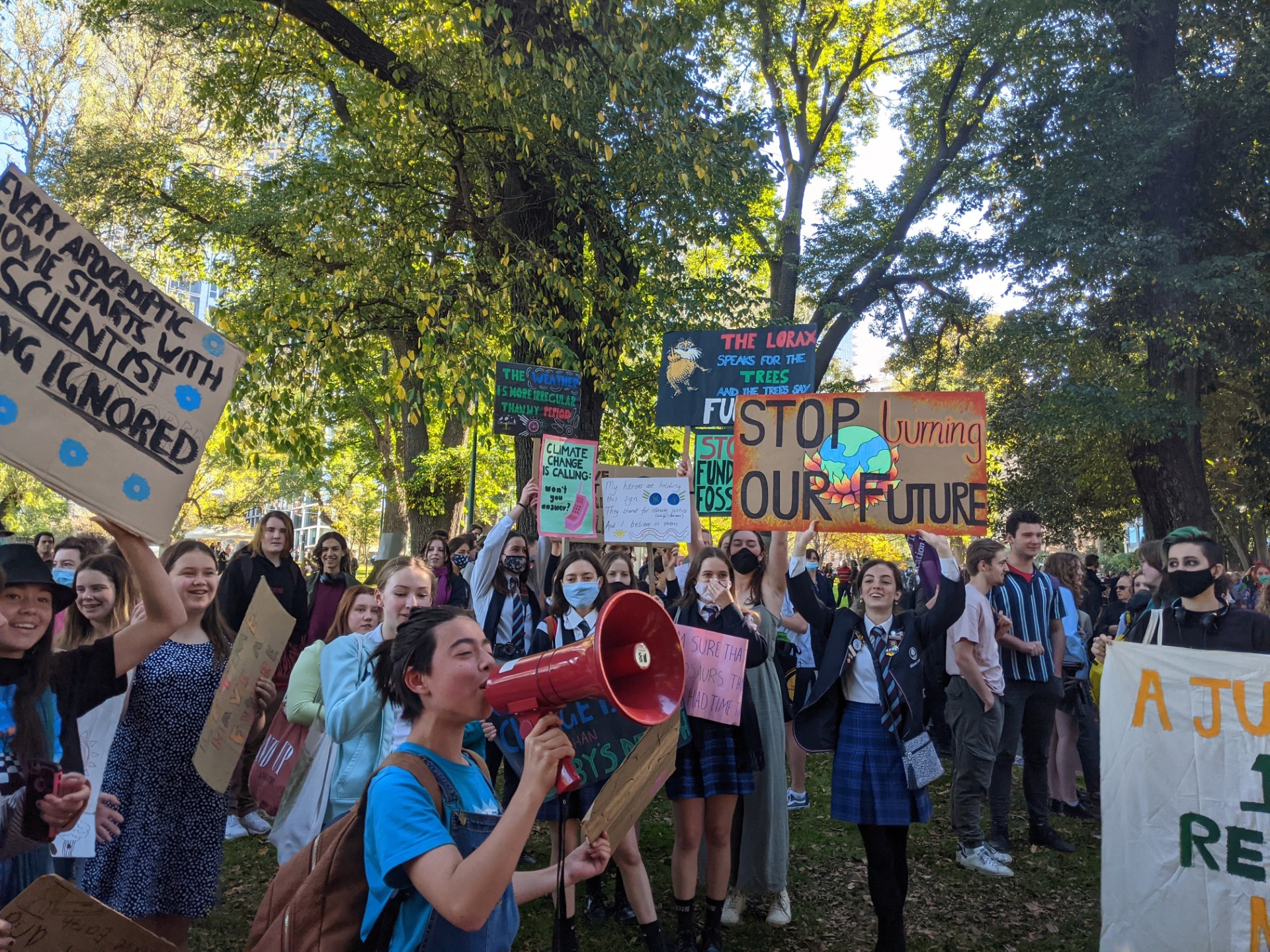 Young activists at a climate protest.